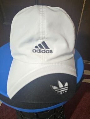 Adidas White and Black Trefoil Logo Cap